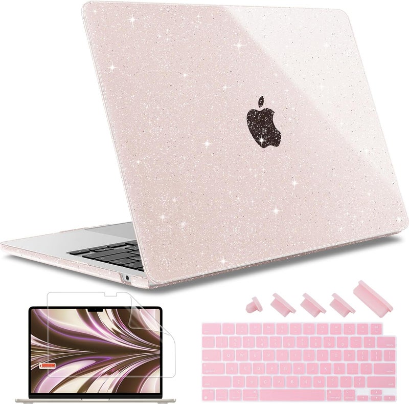 May Chen for M4 MacBook Air 13.6 inch Case 2025 2024 2023 2022 Release A3240 M3 A3113 M2 A2681, Plastic Hard Shell Case for MacBook Air 13.6" with Retina Display Fits Touch ID, Sakura Pink Glitter - Image 1